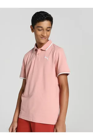 PUMA Boys Solid Regular Fit Polo Collar T-shirt