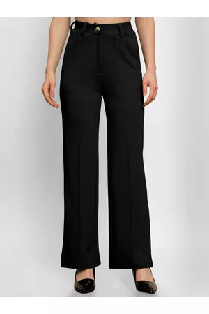 Ausk Women Relaxed Straight Fit High-Rise Trousers