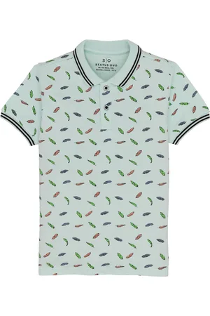 Status Quo Boys Conversational Printed Polo Collar Cotton T-shirt