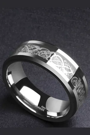 Meenaz Men Set Of 2 Silver Plated Stainless Steel Finger Ring