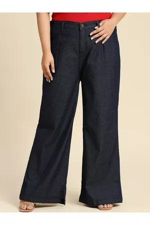 High Star Women Plus Size Comfort Wide Leg High-Rise Stretchable Jeans