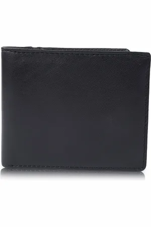 Cimoni Unisex Black Leather Two Fold Wallet With Key Chain
