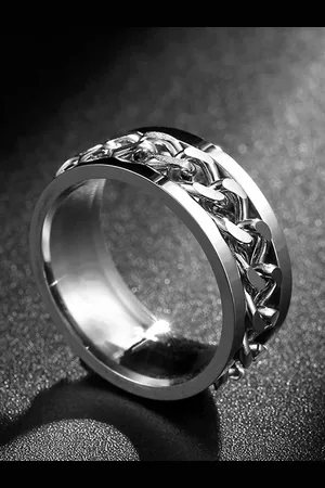 Meenaz Men Silver-Plated Stainless Steel Chain Linked Finger Ring