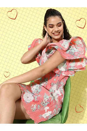 KASSUALLY Women Pretty Pink Romantic Florals Dress