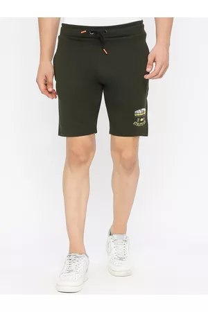 SPYKAR Men Typography Printed Mid Rise Cotton Sports Shorts