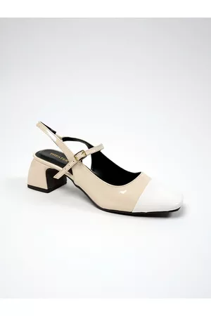 Theater Women Twiggy CLUB PARADISE Colourblocked Square Toe Block Mules With Backstrap