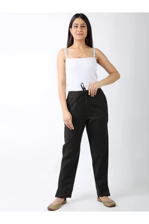 Sangria Women Black Mid-Rise Original Plain Cotton Peg Trousers