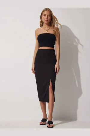 Happiness istanbul Straight Front Slit Midi Skirt
