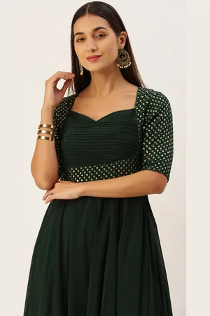 Ethnovog Georgette Embellished Embroidered Maxi Gown Dress