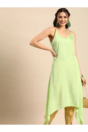 Sangria Women Striped Regular Sequinned Chanderi Silk Top with Dhoti Pants