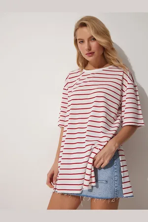 Happiness istanbul Striped Drop-Shoulder Sleeves Oversized T-shirt