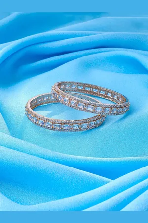 Yellow Chimes Set Of 2 Rose Gold-Plated AD-Studded Bangles