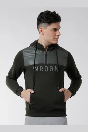 WROGN Men Colourblocked Hooded Sweatshirt