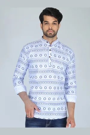 FUBAR Mandarin Collar Tribal Printed Short Kurta