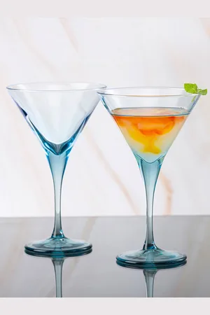 Pasabahce V-Line Blue 2 Pieces Martini Stem Glasses 250 Ml Each