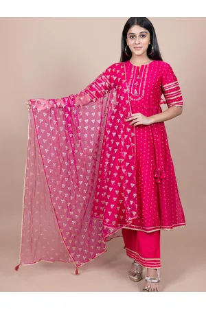 HERE&NOW Magenta & Gold-Toned Ethnic Motifs Embroidered Dupatta