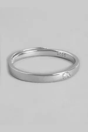 Zavya Men Rhodium-Plated 925 Sterling Silver Finger Ring