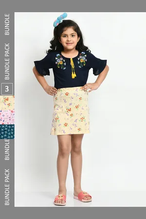 BAESD Girls Pack Of 3 Mini A-Line Pure Cotton Skirts