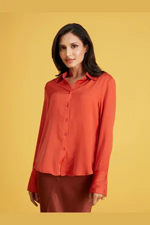 20Dresses Rust Opaque Satin Casual Shirt