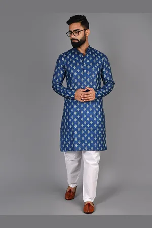 FUBAR Ethnic Motif Printed Mandarin Collar Cotton Kurta