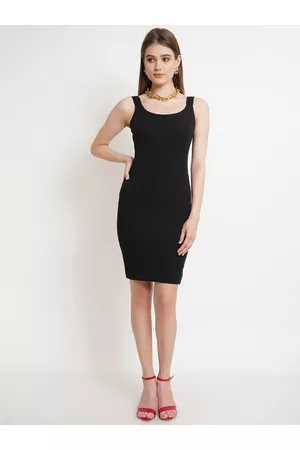 Popwings Round Neck Sleeveless Bodycon Dress