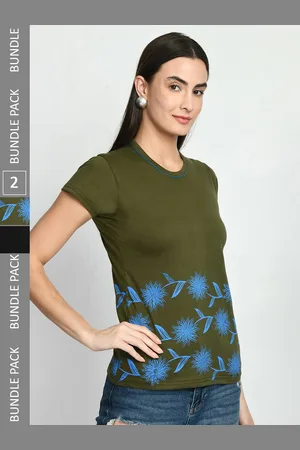 IndiWeaves Women Pack Of 2 Printed Cotton T-shirt