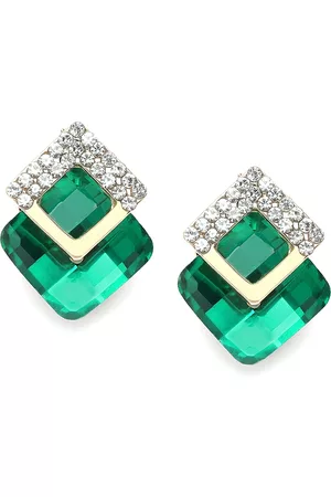 DressBerry Gold-Plated Diamond Shaped Stone Studded Studs Earrings