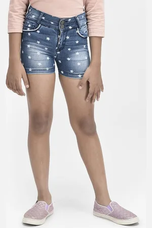 Crimsoune Club Girls Washed Slim Fit Denim Shorts