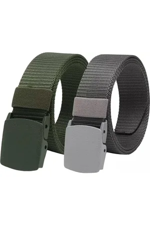 Kastner Men Set Of 2 Textured Canvas Belt With Slider Buckle