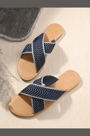 PANAHI Women Woven Design Cross Strap Open Toe Flats