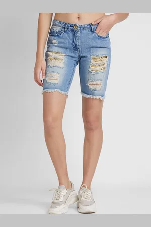 Being Human Women Washed Distressed Denim Shorts