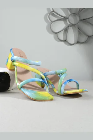 PANAHI Printed Open Toe Block Heels