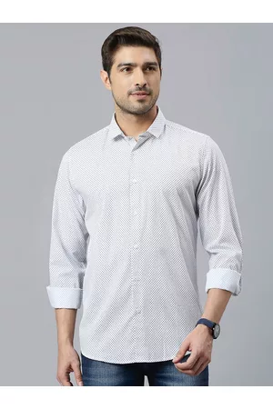 Mast & Harbour White Classic Slim Fit Micro Disty Printed Pure Cotton Casual Shirt