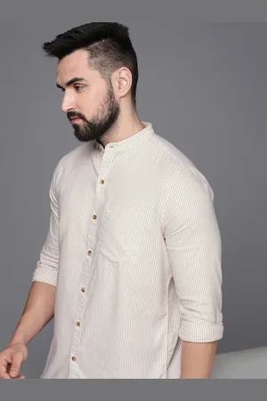 WROGN Men Pure Cotton Slim Fit Opaque Striped Casual Shirt