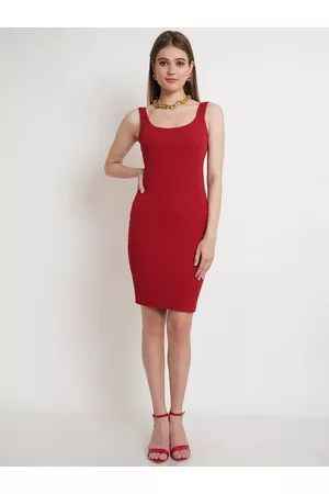 Popwings Round Neck Sleeveless Bodycon Dress