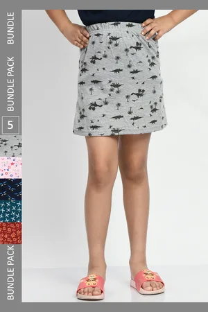 BAESD Girls Pack Of 5 Printed Pure Cotton A-Line Mini Skirts