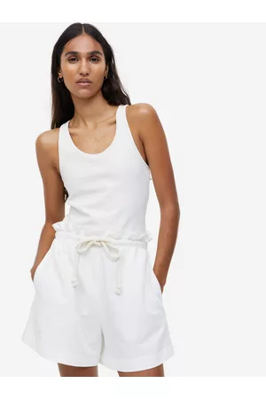 H&M Women Linen-Blend Paper Bag Shorts