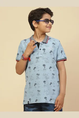 Monte Carlo Boys Polo Collar Tropical Printed Cotton T-shirt