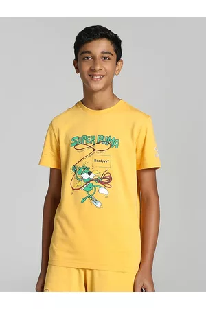 PUMA Boys Super Graphic Printed Regular fit Pure Cotton T-shirt