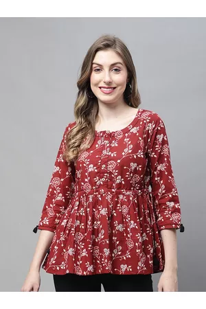 Rajnandini Floral Print Cotton Peplum Top