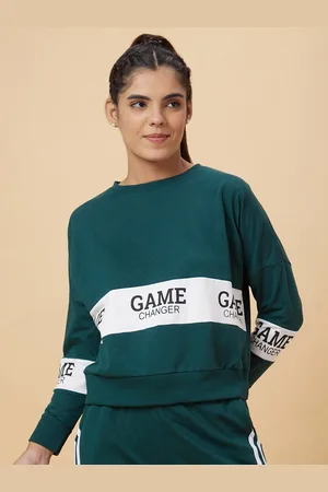 Globus Women Green Printed Cotton Sweatshirt
