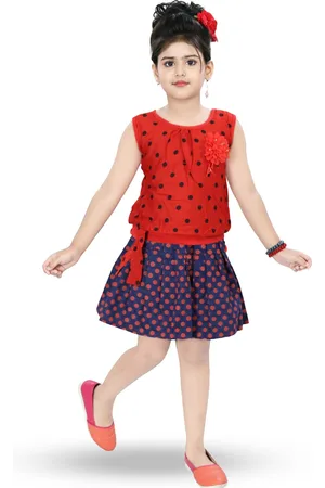 BAESD Girls Polka Dots Printed Top with Skirt