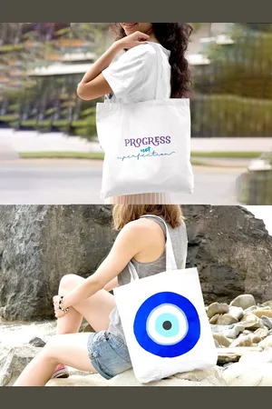 Doodle Set of 2 Printed Shopper Tote Bag