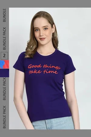 IndiWeaves Women Pack Of 2 Printed Cotton T-shirt