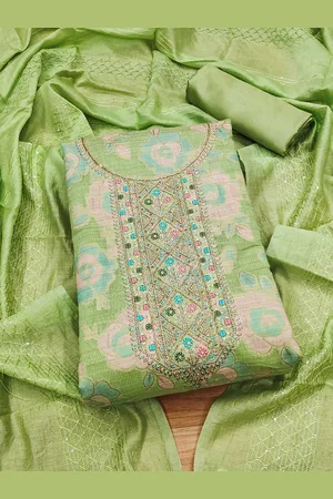Kalini Floral Woven Design Thread Work Art Silk Unstitched Dress Material