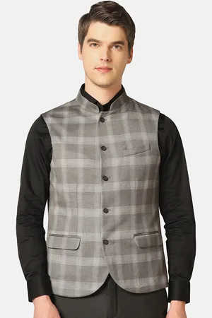 Blackberrys Slim Fit Self-Checked Nehru Jacket