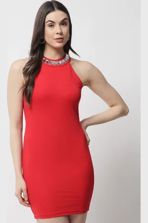 Popwings Embellished Halter Neck Bodycon Dress