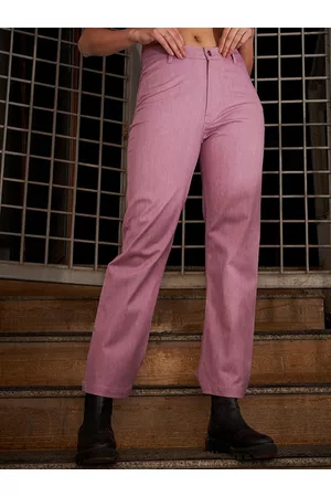 KASSUALLY Women Pink Mid-Rise Straight Fit Jeans
