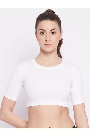 ATHLISIS White Ribbed Fitted Crop Top