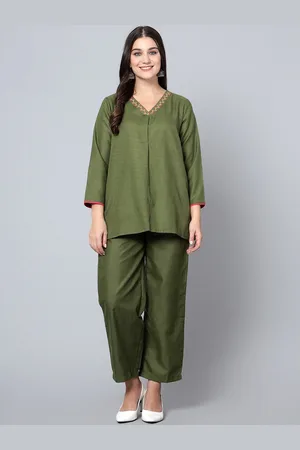 Bani Women V Neck Top With Trousers Co-Ords